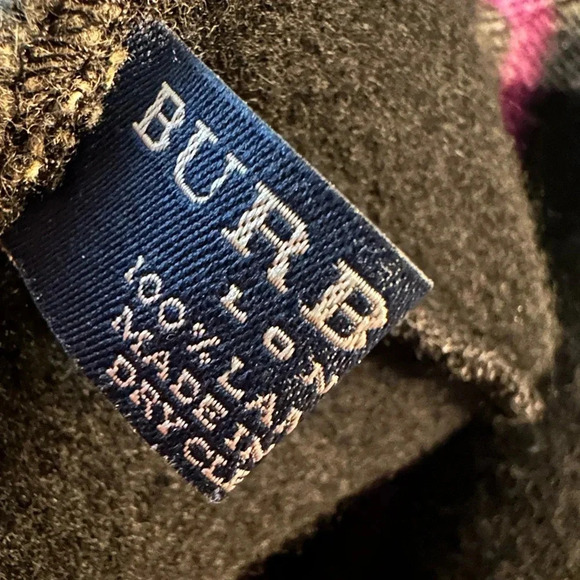 Burberry London Womens Black Plaid V-Neck Fringe Poncho Sweater Size S/M - Picture 8 of 9